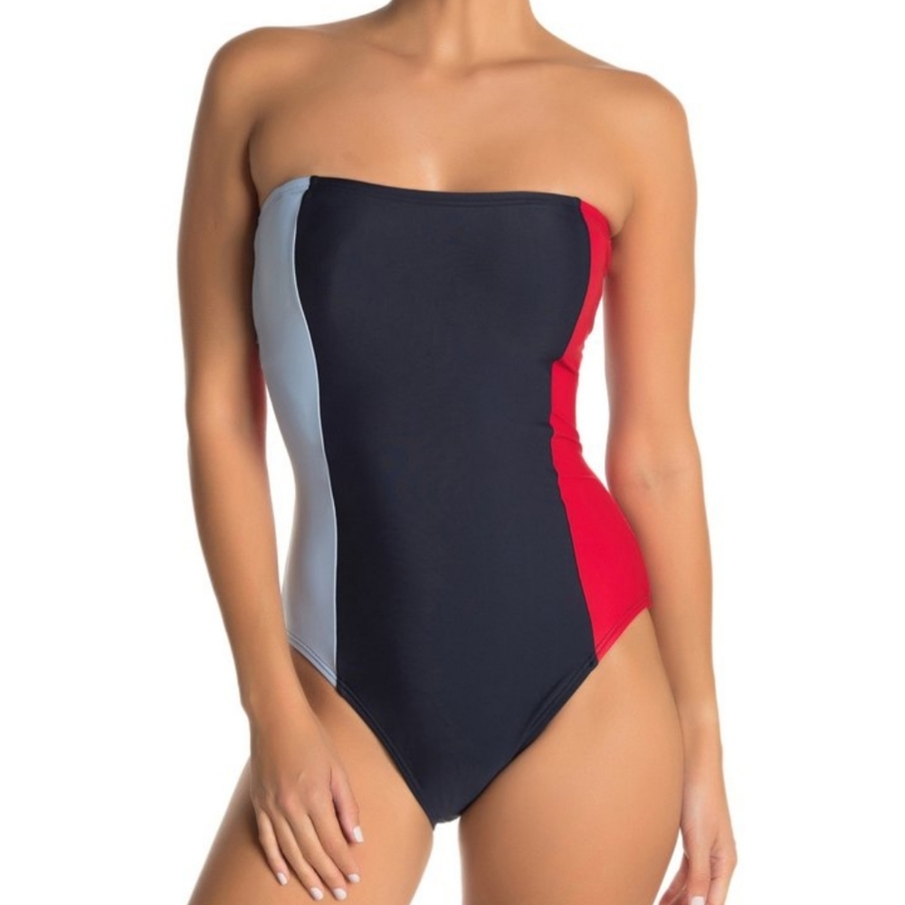 NWT Tommy Hilfiger strapless criss cross back swim suit size L